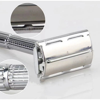 Men Stainless Steel Straight Razor Holder With Blade