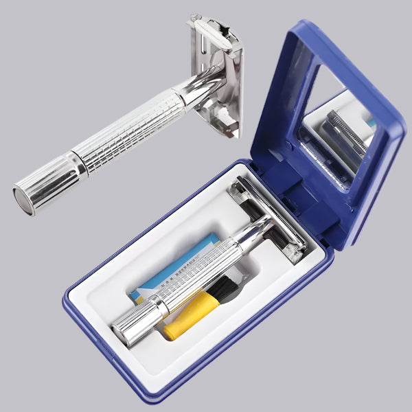 Men Stainless Steel Straight Razor Holder With Blade